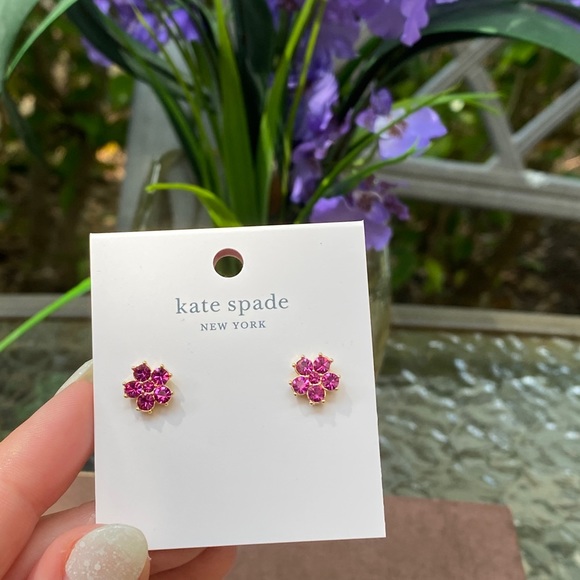 Kate Spade Pink Magenta Flower Earrings NWT - Picture 6 of 16